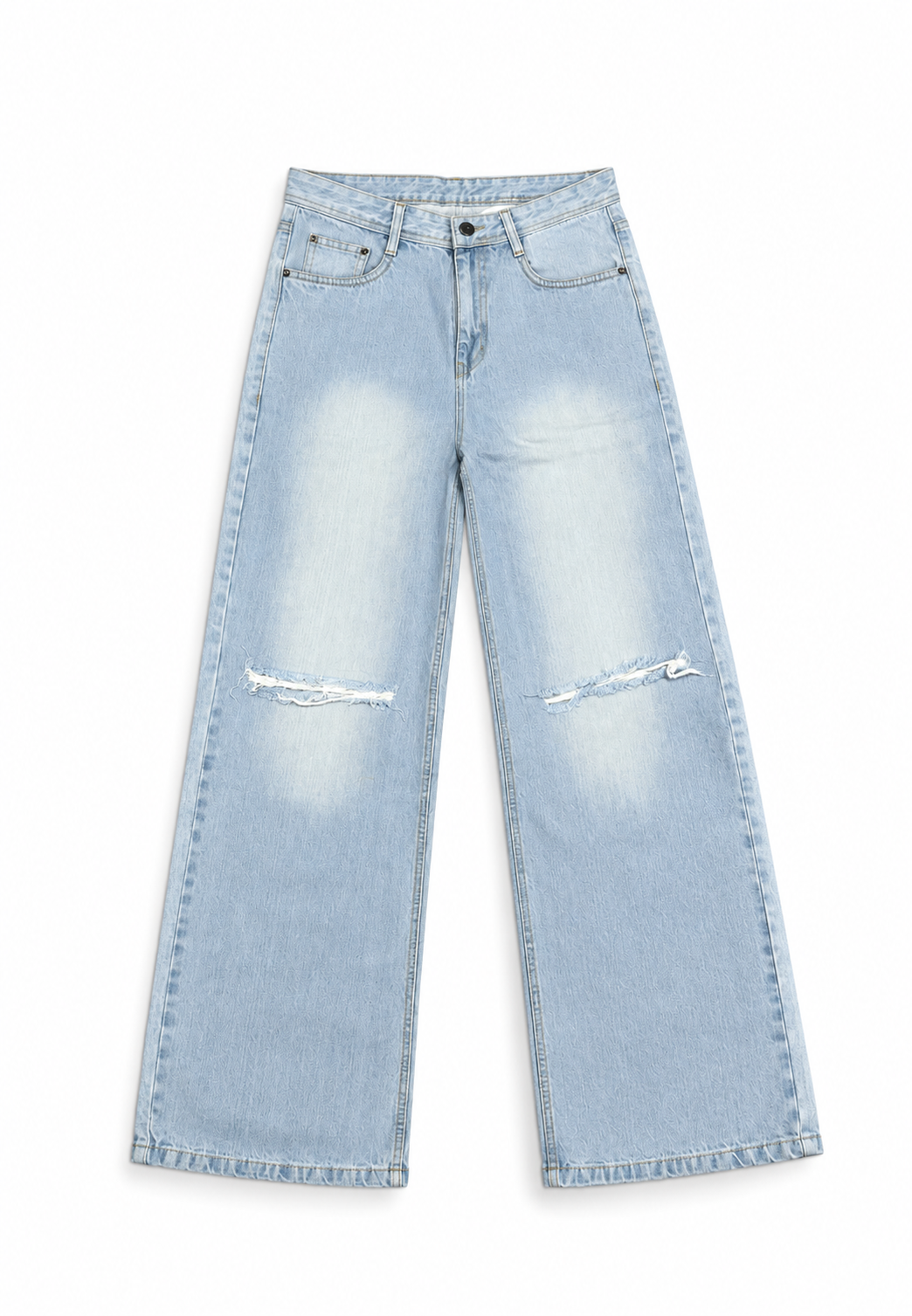 wide leg knee cut ￼